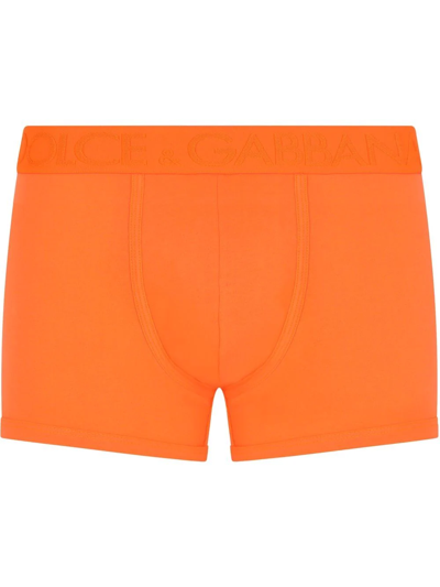 Dolce & Gabbana Tonal Logo-waistband Boxers In Orange