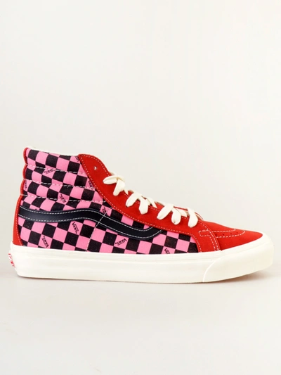 Vans Multicoloured Sk8 Check High Top Sneakers In Red