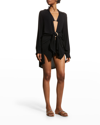 Pq Swim Millie Front-tie Coverup Shirt In Midnight