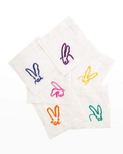 HUNT SLONEM COLORFUL BUNNIES COCKTAIL NAPKINS, SET OF 6