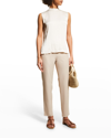Eileen Fisher Washable Stretch Crepe Slim Ankle Pants In Wheat