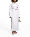 Simkhai Fraya Chain-embellished Cutout Plissé Cotton-blend Midi Dress In White