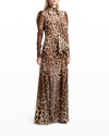 Dolce & Gabbana Tie-front Leopard-print Silk-georgette Maxi Dress In Lig.brw Pr