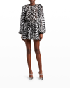 Dolce & Gabbana Zebra Printed Silk Chiffon Mini Dress In Natural