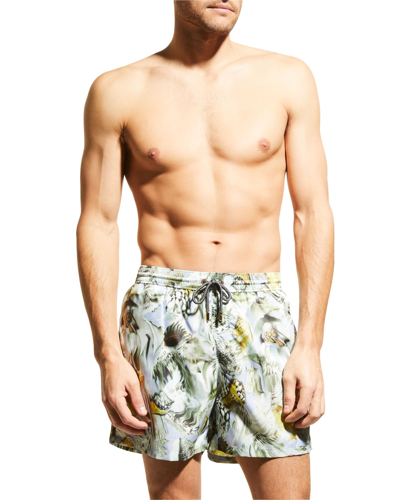 Agnona Men's Graphic Seashell Print Swimming Shorts In Cloud