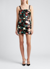 Dolce & Gabbana Sequinned Floral Motif Mini Dress In Miscellane