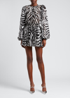 Dolce & Gabbana Zebra Printed Silk Chiffon Mini Dress In Natural