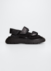 Khaite Side Touch-strap Sandals In Black