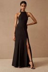 knee length dresses for ladies NWT BHLDN Serephina Gray Halter Open-Back Side-Slit Stretch Crepe Maxi   Periwinkle Packages