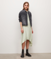 Allsaints Womens Sage Green Gia Asymmetric Cotton-blend Midi Dress 10