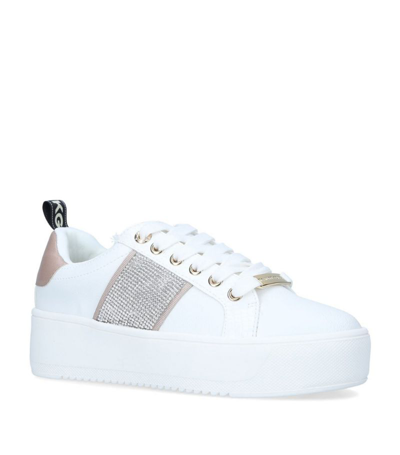 Kg Kurt Geiger Lighter Embellished Low-top Faux-leather Trainers In White