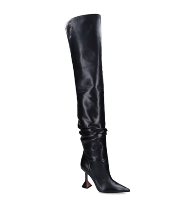 Amina Muaddi Leather Olivia Over-the-knee Boots 95 In Black
