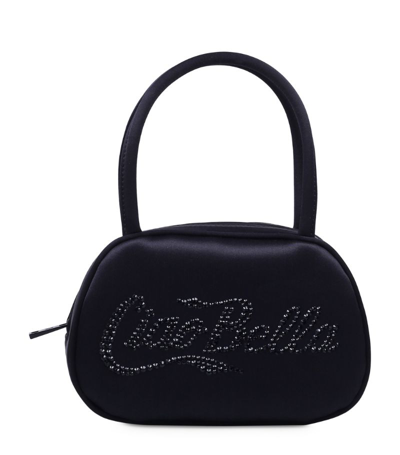 Amina Muaddi Mini Satin Amini Bella Top-handle Bag In Black