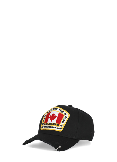 Dsquared2 Gabardine Baseball Cap In Black