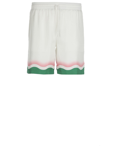 Casablanca Tennis Club Silk Shorts In White
