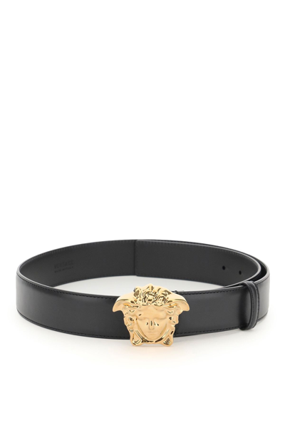 Versace Palazzo Leather Belt In Black
