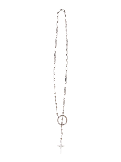 Dolce & Gabbana Slip-on Rosary Necklace In Silver