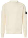 Stone Island Wool Blend Sweatshirt With Iconic Logo Patch And Timeless Design In White