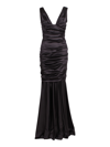 Dolce & Gabbana Long Satin Dress With Draping In Black