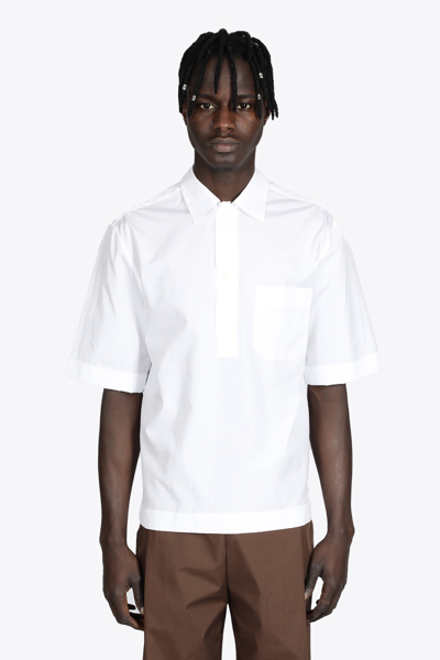 Aglini Bianco White Cotton Poplin Polo Shirt