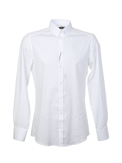 Dolce & Gabbana White Cotton Formal Dress Top Sicilia Shirt In Purple