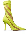 Jimmy Choo + Mugler 100 Two-tone Neon Jersey And Mesh Sock Boots In Neon Yellow & Nude
