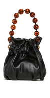 Staud Grace Embellished Gathered Leather Tote In Black
