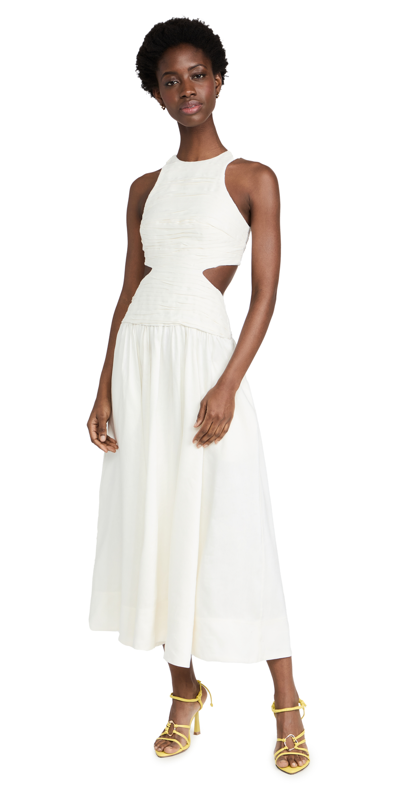 Aje Introspect Cutout Linen Blend Maxi Dress In Ivory | ModeSens