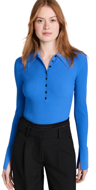 A.l.c Eleanor Henley Long-sleeve Polo Top In Blue