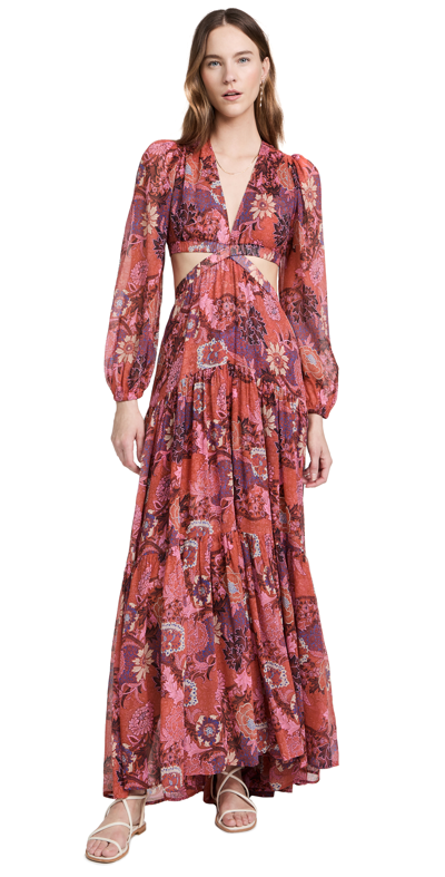 A.l.c Isabelle Cutout Tiered Floral-print Silk-crepon Maxi Dress In Pinkrusset Multi
