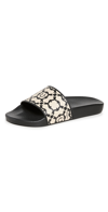 Ferragamo Logo Groovy Gancini Printed Slippers In Black