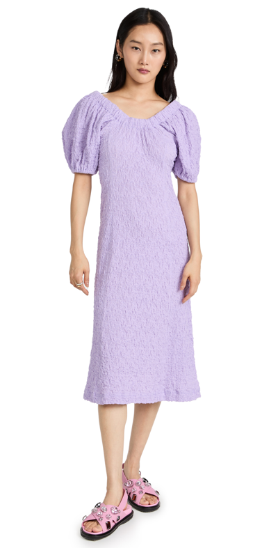 Stine Goya Garance Ruched Midi Dress In Purple
