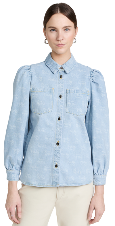 Stella Nova Sara Denim Button Down In Blue | ModeSens