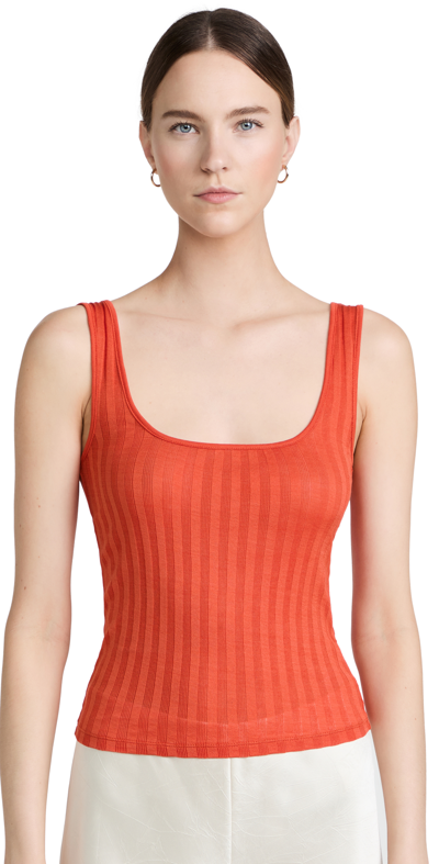 Vince Wide Rib Square Neck Tank In Burnt Orchid