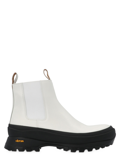 Jil Sander Boston Ankle Boots In Leather With Vibram Sole In White