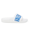 Valentino By Mario Valentino Women's Irene Logo Leather Slides In White Royal