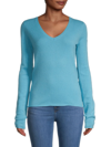Atm Anthony Thomas Melillo Women's Cashmere V-neck Sweater In Ocean Blue