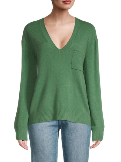 Atm Anthony Thomas Melillo Women's Cashmere V-neck Sweater In Green