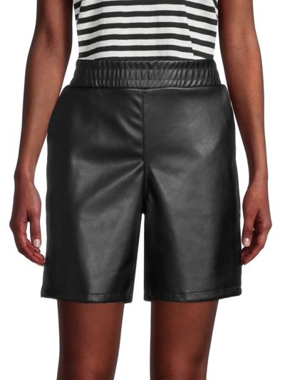 Rd Style Women's Solid-hued Vegan Leather Shorts In Black