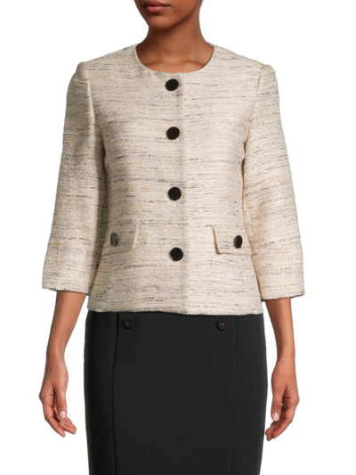 Karl Lagerfeld Women's Collarless Tweed Jacket In Neutrals