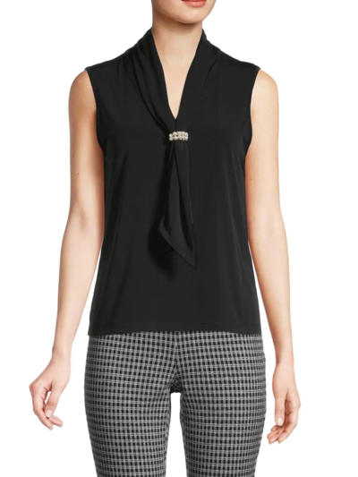 Karl Lagerfeld Women's Tie Knit Top In Black