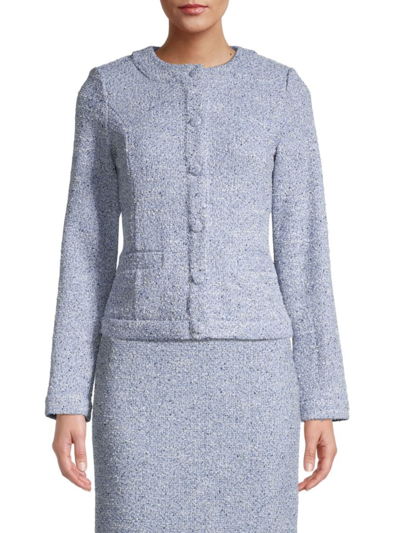 Karl Lagerfeld Women's Knit Tweed Jacket In Blue