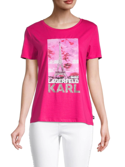 Karl Lagerfeld Women's Logo Graphic T-shirt In Pink