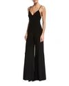 Norma Kamali Backless V-neck Wide-leg Jumpsuit In Black