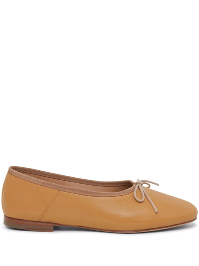 Mansur Gavriel Square-toe Leather Ballerina Shoes In Caramel