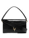 Anine Bing Elly Snake Embossed Leather Shoulder Bag In Schwarz