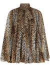 Dolce & Gabbana Leopard Print Pleated Mini Dress In Braun