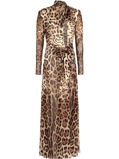 DOLCE & GABBANA LEOPARD-PRINT GEORGETTE MAXI DRESS