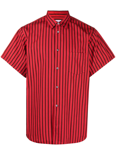 Comme Des Garçons Shirt Stripe Shortsleeve Shirt Red In Multicolor