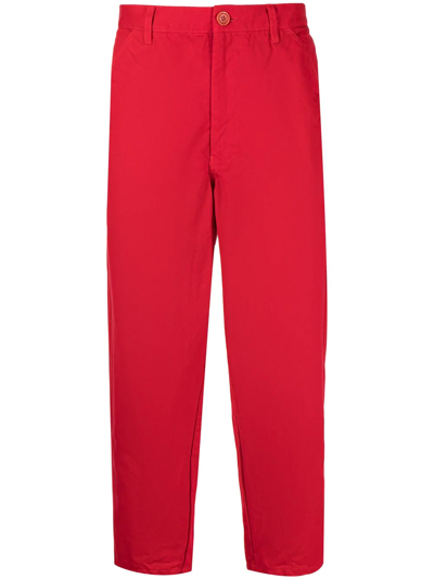 Comme Des Garçons Shirt Mid-rise Cropped Trousers In Rot
